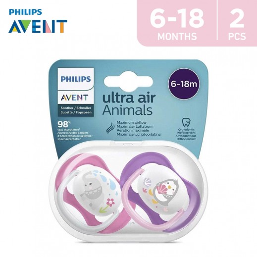 پستانک دو عددی 6 تا 18 ماه ultra air نچرال اونت Avent
