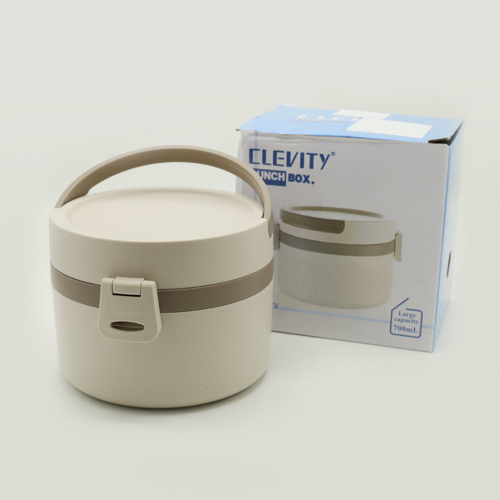 ظرف غذا گرد یک طبقه 700 میل رنگ کرم