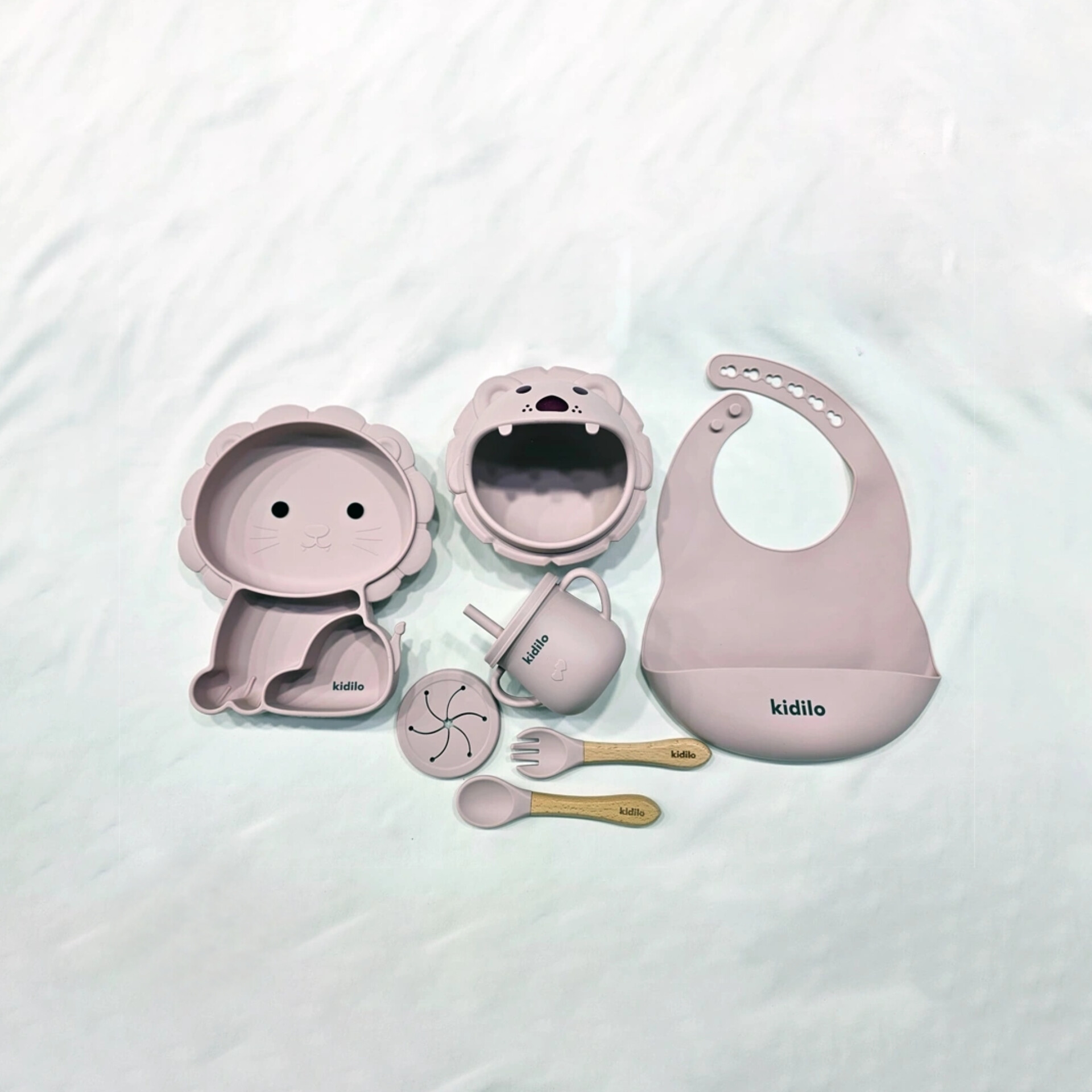 ست ظرف غذا خوری سیلیکونی 6 تکه کیدیلو طرح شیر